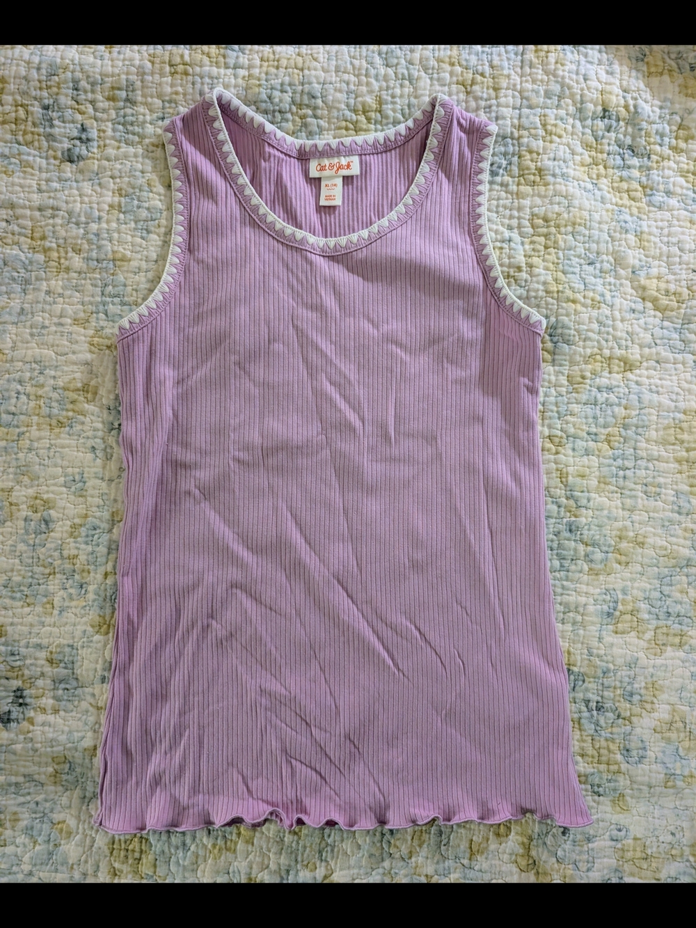Cat & Jack Lavender Ribbed Tank with White Scallop Trim